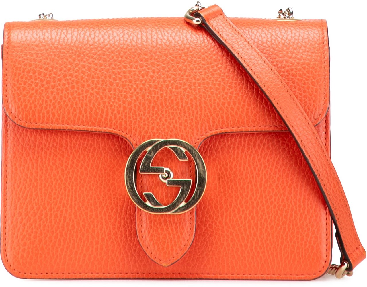 Gucci Small Dollar Calfskin Interlocking G Crossbody Oranje