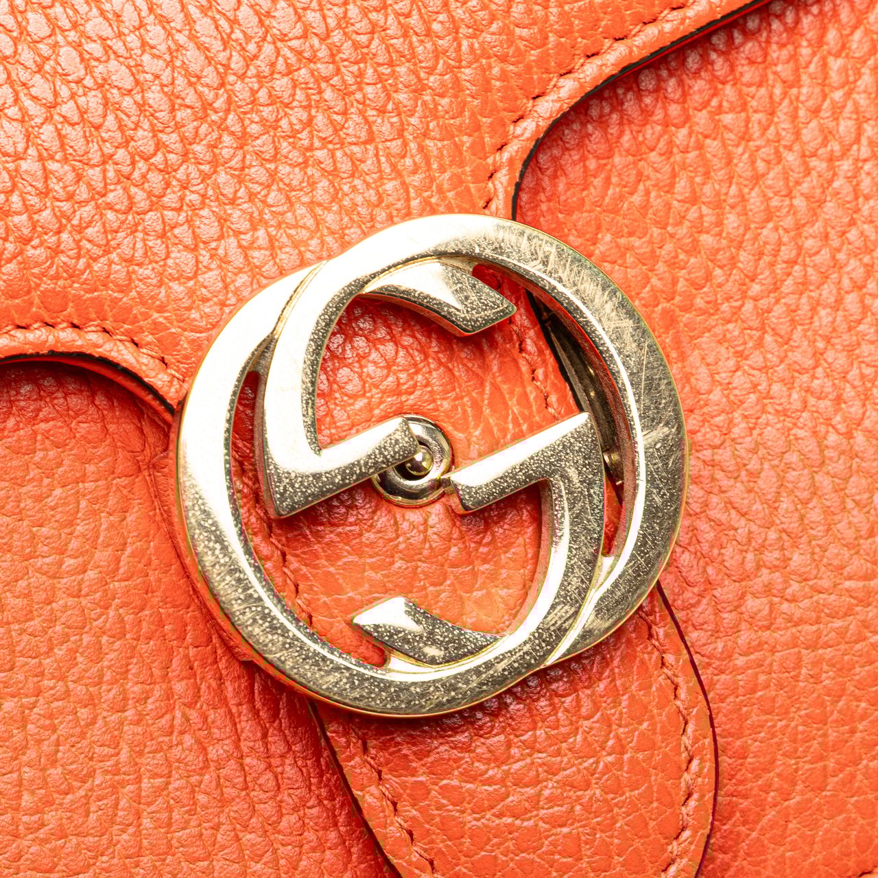 Gucci Small Dollar Calfskin Interlocking G Crossbody Oranje