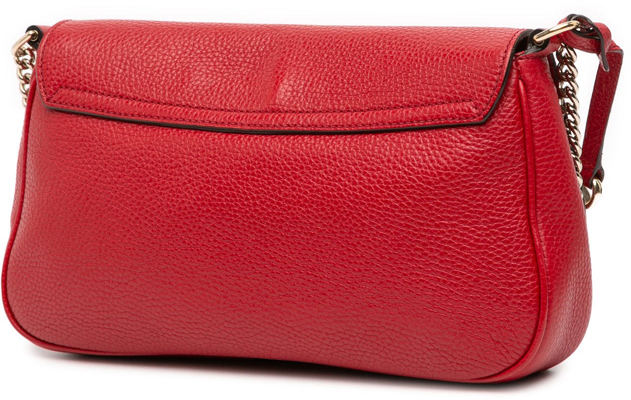 Gucci Medium Leather Soho Chain Flap Crossbody Rood