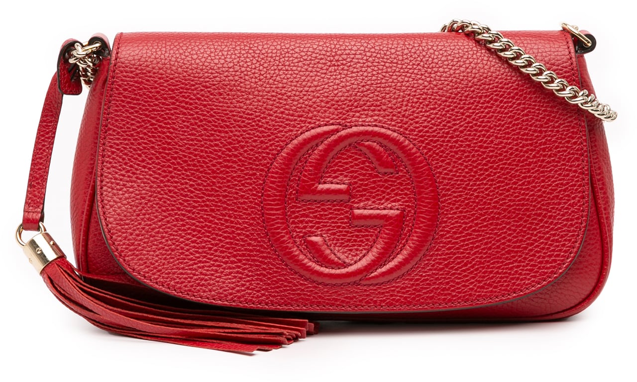 Gucci Medium Leather Soho Chain Flap Crossbody Rood