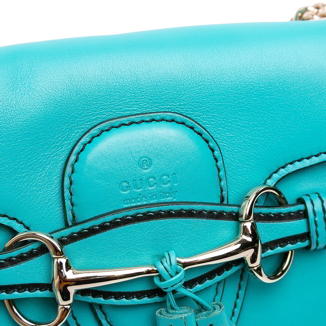 Gucci Small Leather Emily Crossbody Blauw