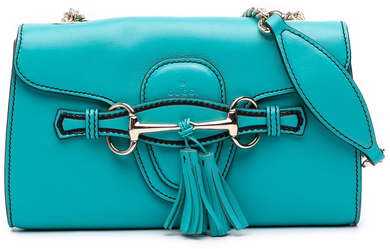 Gucci Small Leather Emily Crossbody Blauw