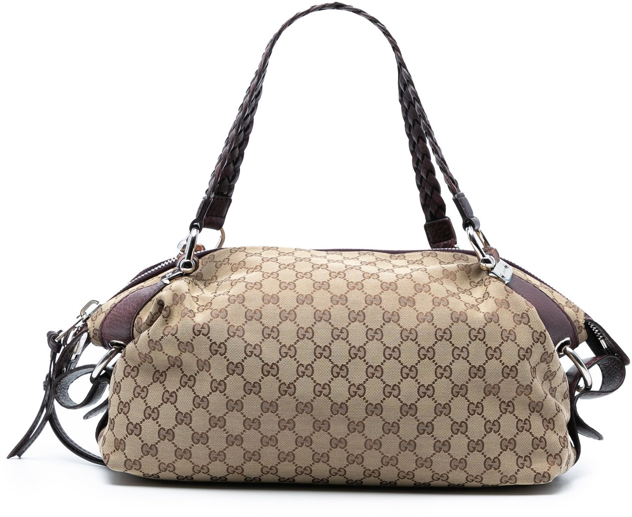 Gucci Medium GG Canvas Bamboo Bar Tote Bruin