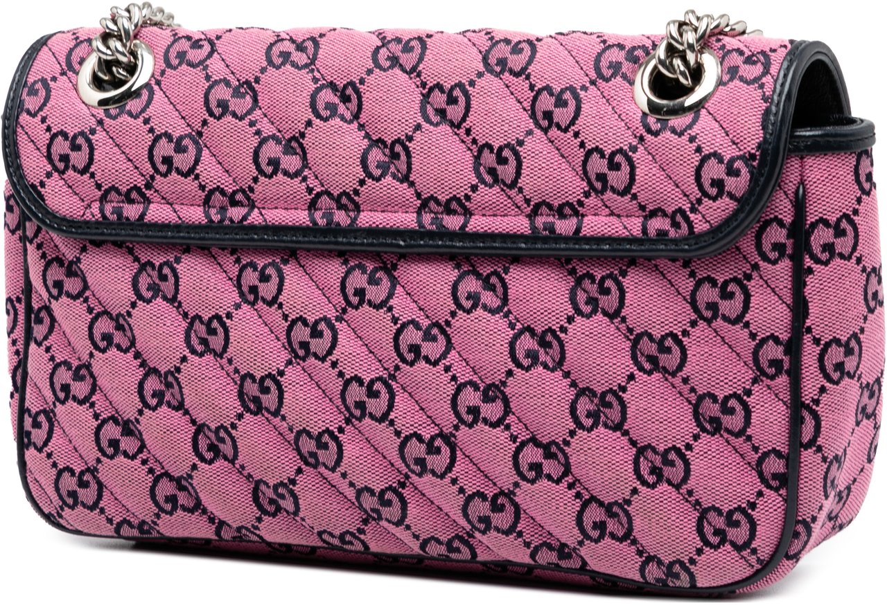 Gucci Medium GG Marmont Matelasse Diagonal GG Canvas Shoulder Bag Roze