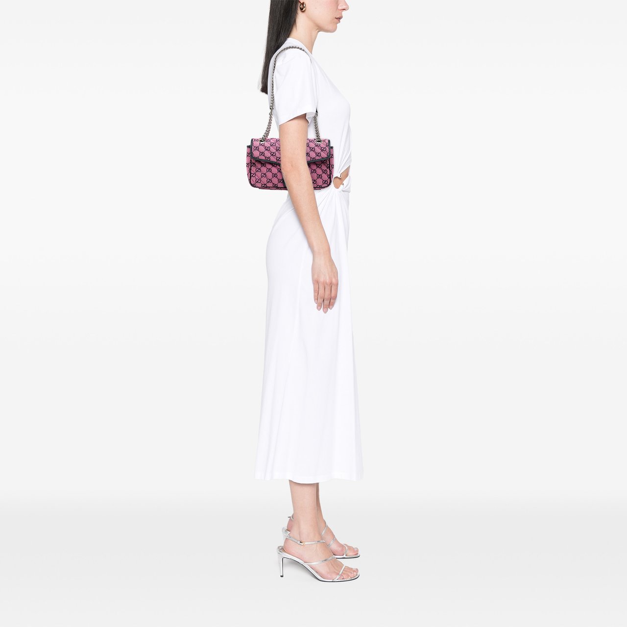 Gucci Medium GG Marmont Matelasse Diagonal GG Canvas Shoulder Bag Roze