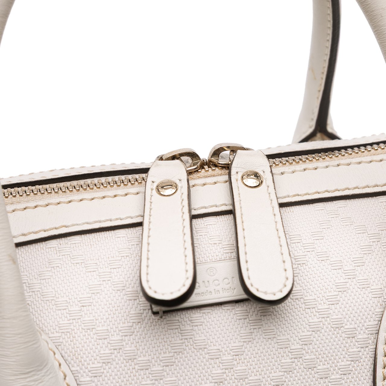 Gucci Medium Diamante Leather Boston Bag Wit