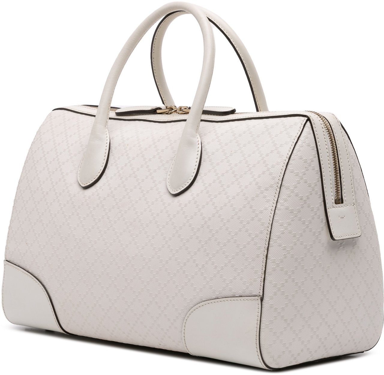 Gucci Medium Diamante Leather Boston Bag Wit