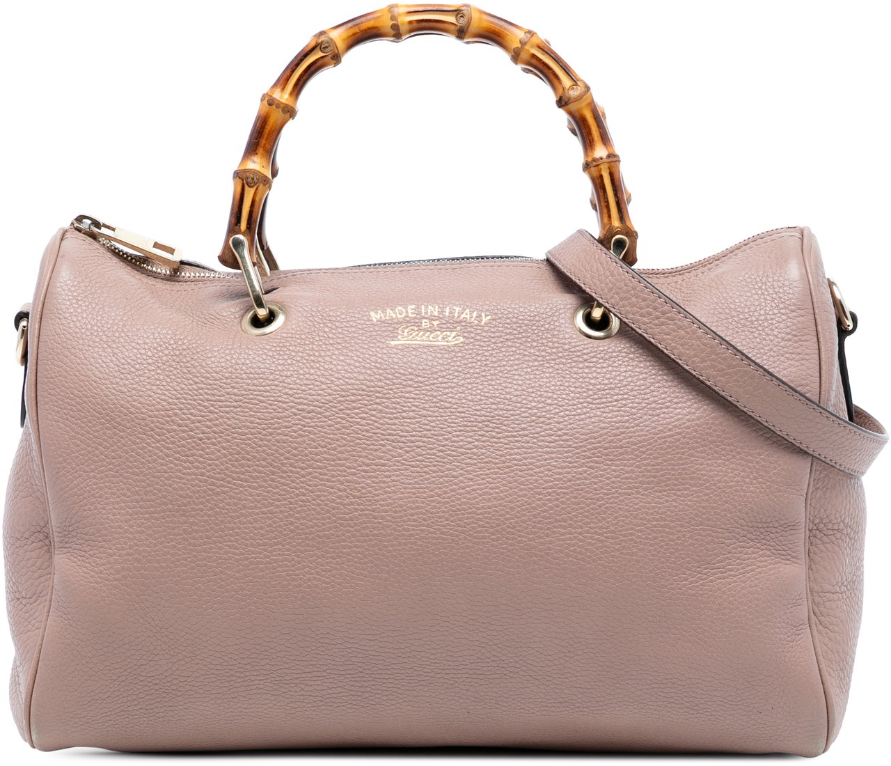 Gucci Medium Calfskin Bamboo Shopper Boston Bag Roze