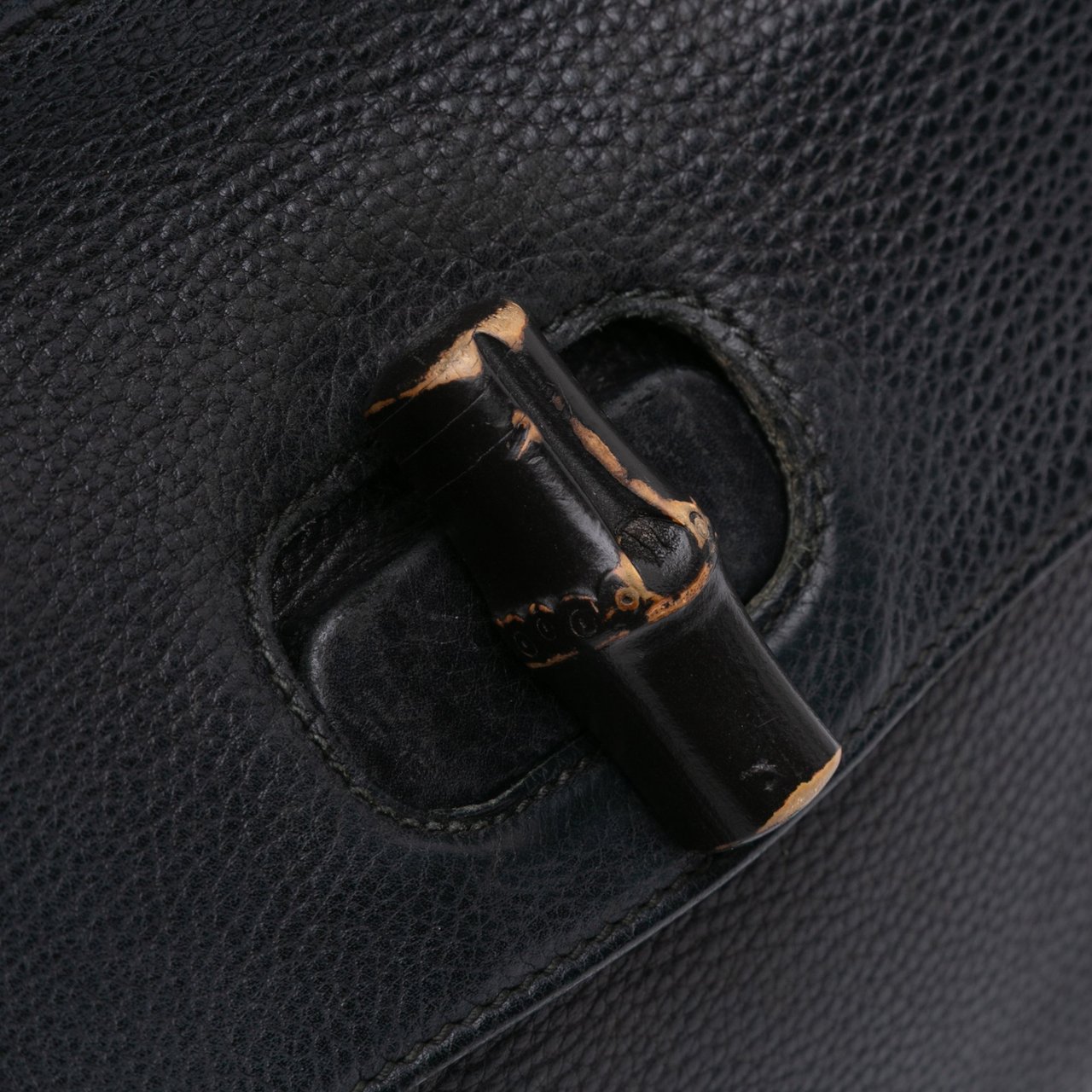 Gucci Small Leather Bamboo Daily Satchel Zwart