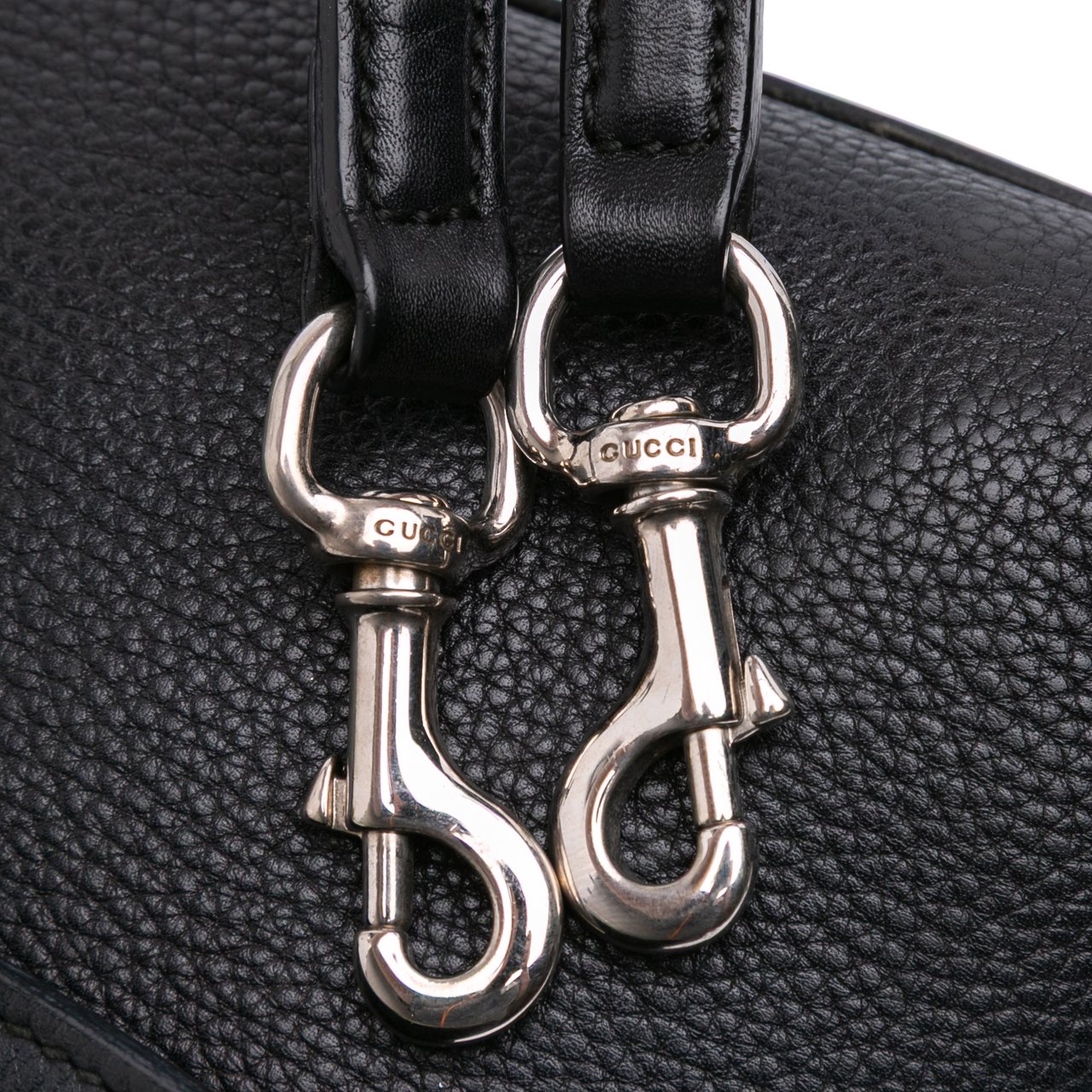 Gucci Small Leather Bamboo Daily Satchel Zwart