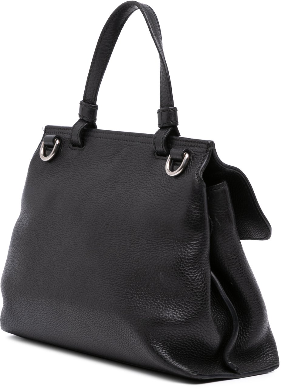 Gucci Small Leather Bamboo Daily Satchel Zwart