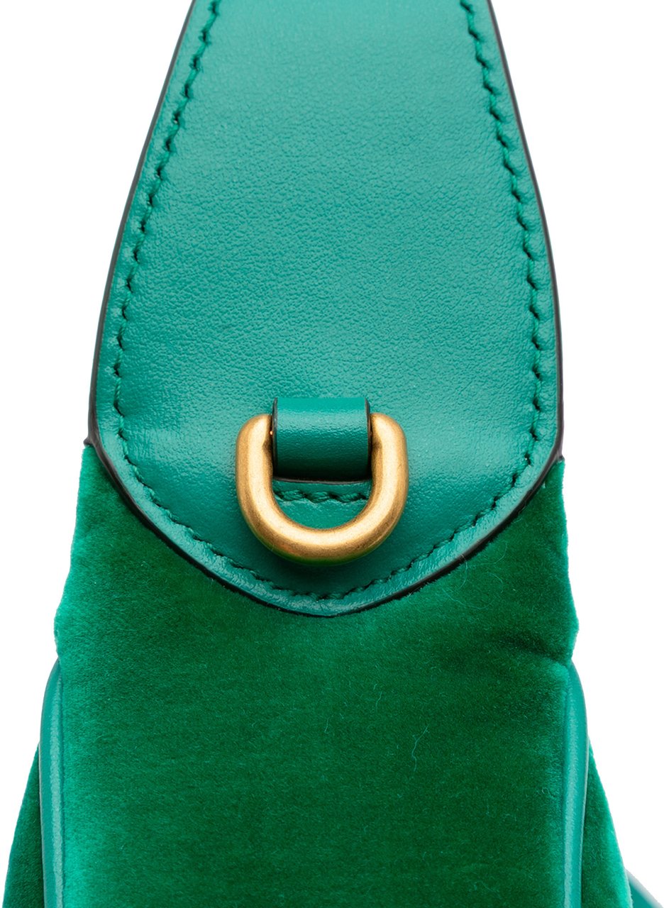 Gucci Mini GG Marmont Matelasse Velvet Torchon Half Moon Bag Groen