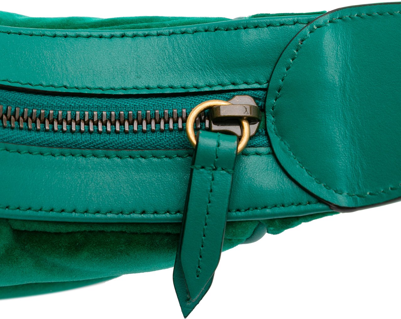 Gucci Mini GG Marmont Matelasse Velvet Torchon Half Moon Bag Groen