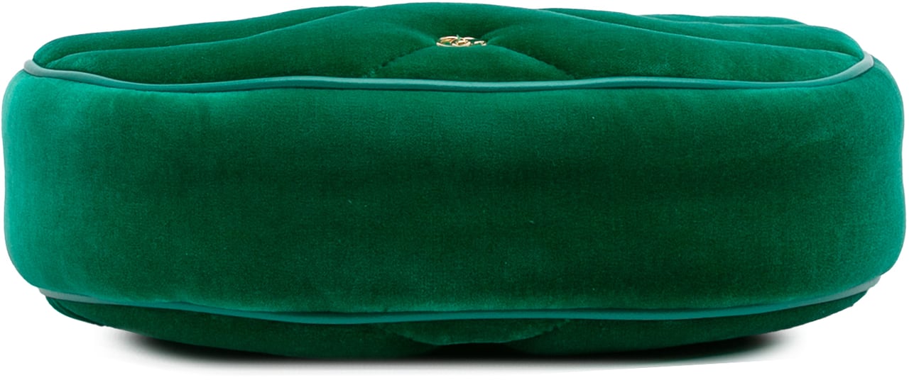 Gucci Mini GG Marmont Matelasse Velvet Torchon Half Moon Bag Groen