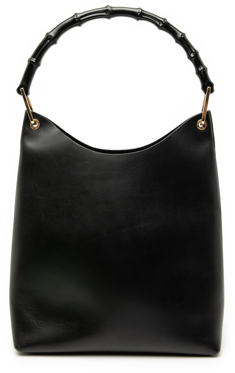 Gucci Leather Bamboo Shoulder Bag Zwart