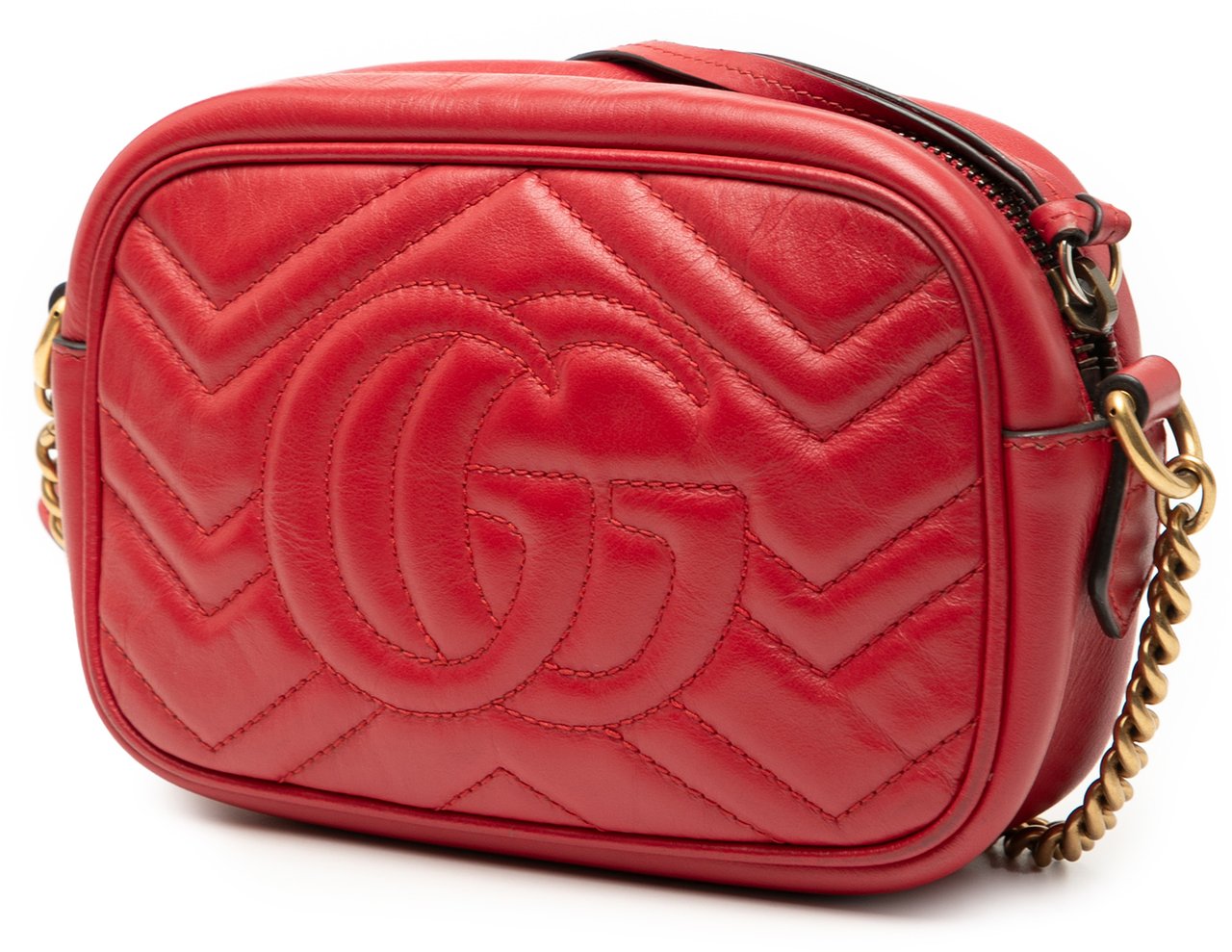Gucci Mini GG Marmont Matelasse Leather Crossbody Rood