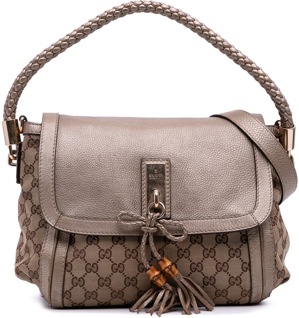 Gucci GG Canvas Bella Flap Satchel Bruin