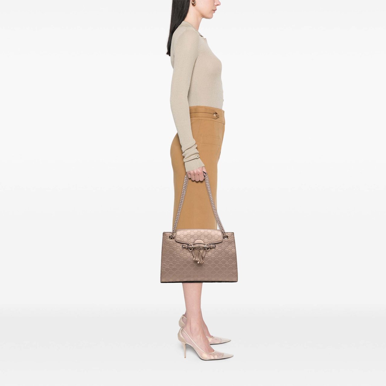 Gucci Large Guccissima Emily Shoulder Bag Goud