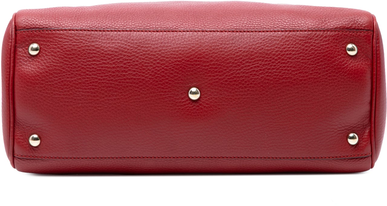 Gucci Medium Calfskin Bamboo Shopper Satchel Rood