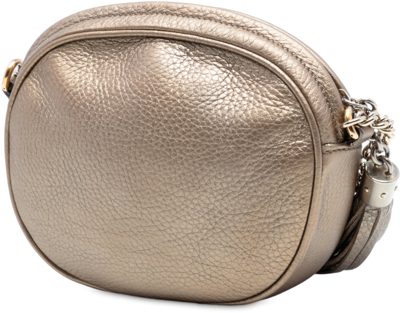 Gucci Mini Metallic Pebbled Calfskin Soho Chain Crossbody Goud