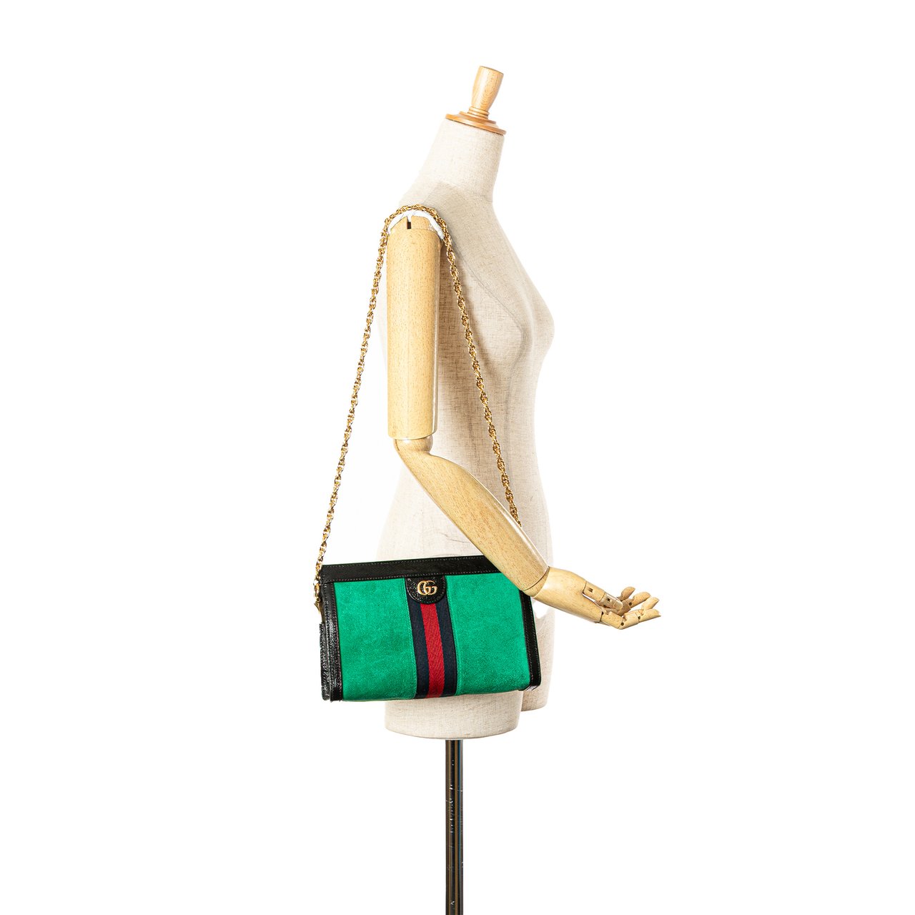Gucci Small Suede Ophidia Chain Crossbody Groen