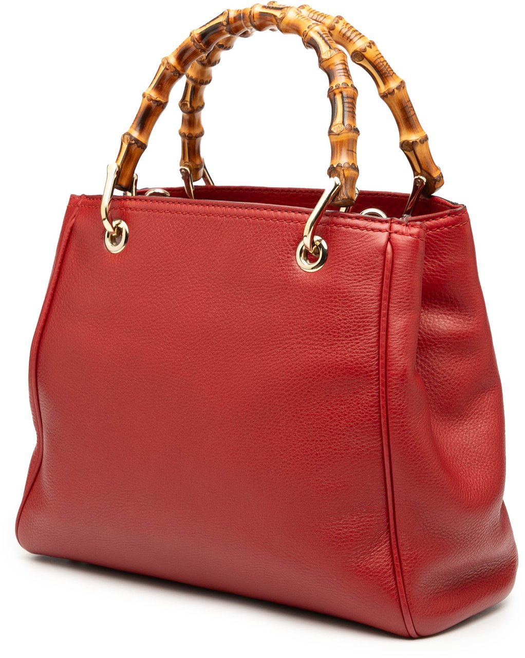 Gucci Small Calfskin Bamboo Shopper Satchel Rood