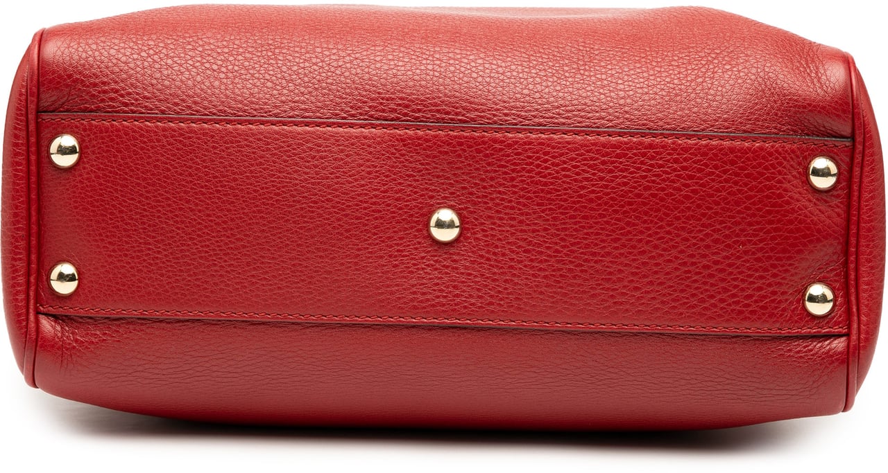 Gucci Small Calfskin Bamboo Shopper Satchel Rood