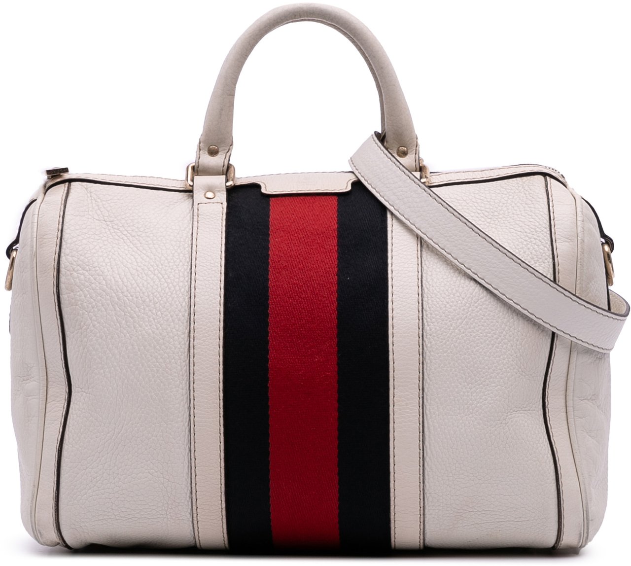 Gucci Medium Calfskin Web Joy Boston Bag Wit