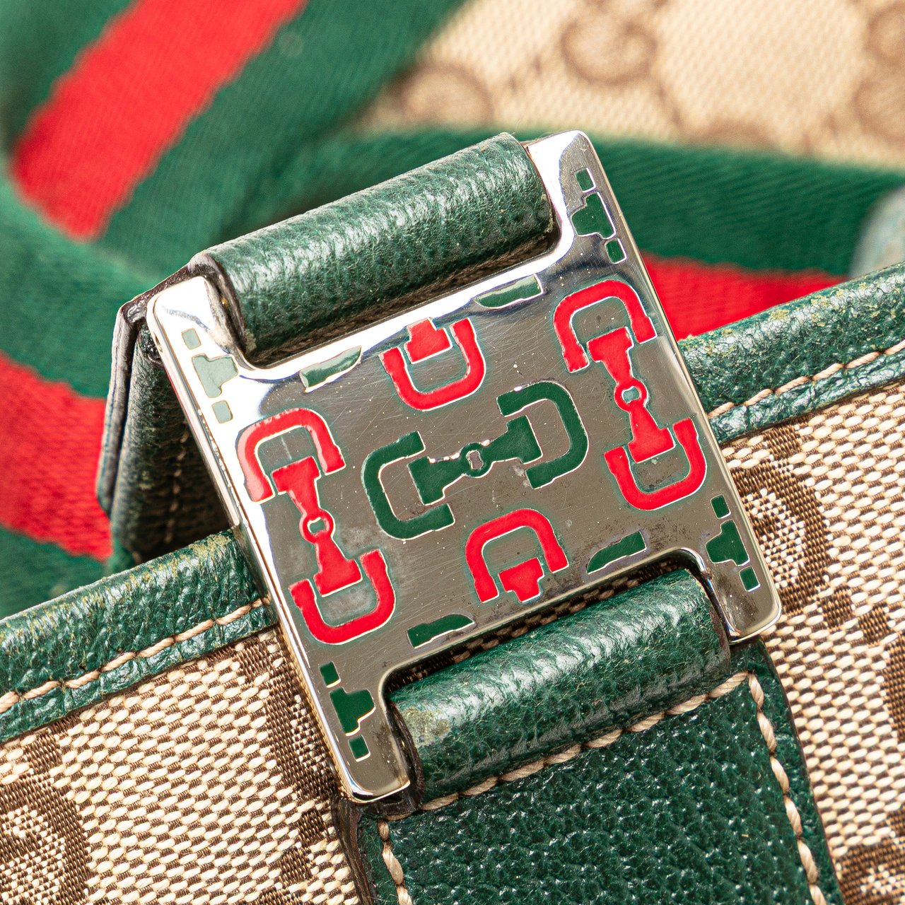 Gucci GG Canvas Web Pop Tote Bruin