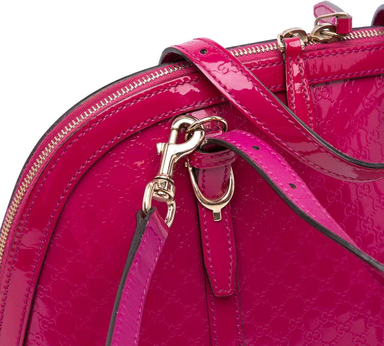 Gucci Medium Microguccissima Patent Nice Dome Satchel Roze