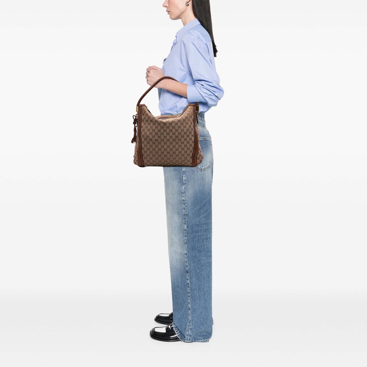 Gucci Large GG Canvas Bella Tote Bruin