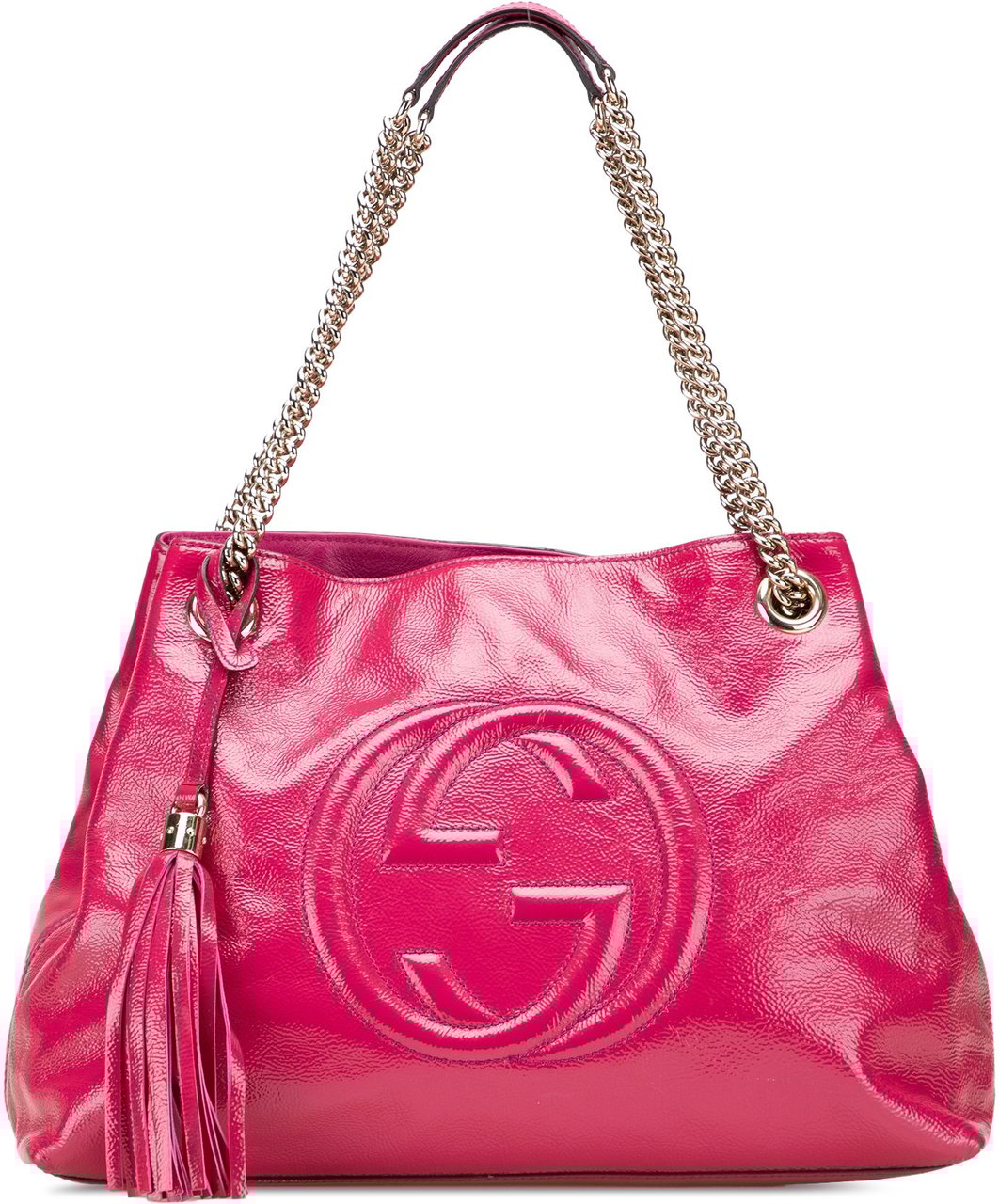 Gucci Medium Patent Soho Chain Tote Roze