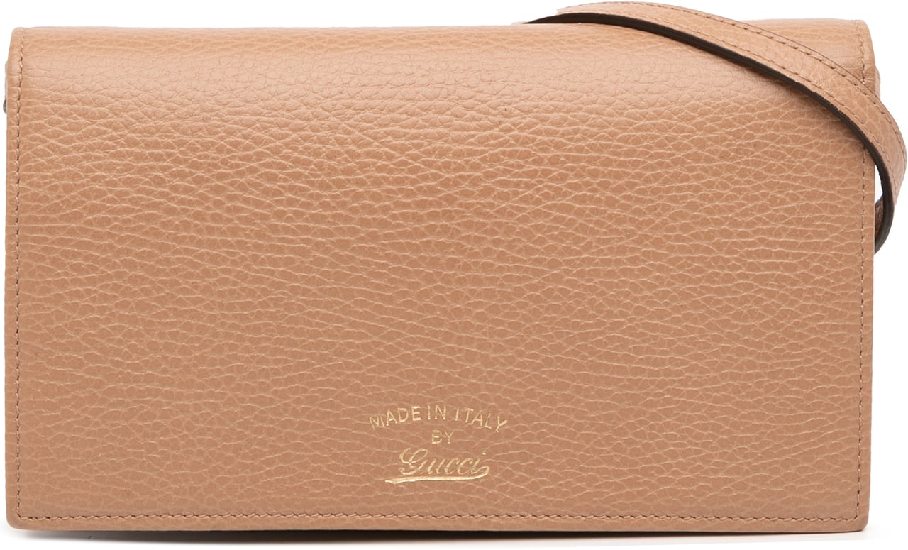 Gucci Dollar Calfskin Swing Wallet On Strap Bruin