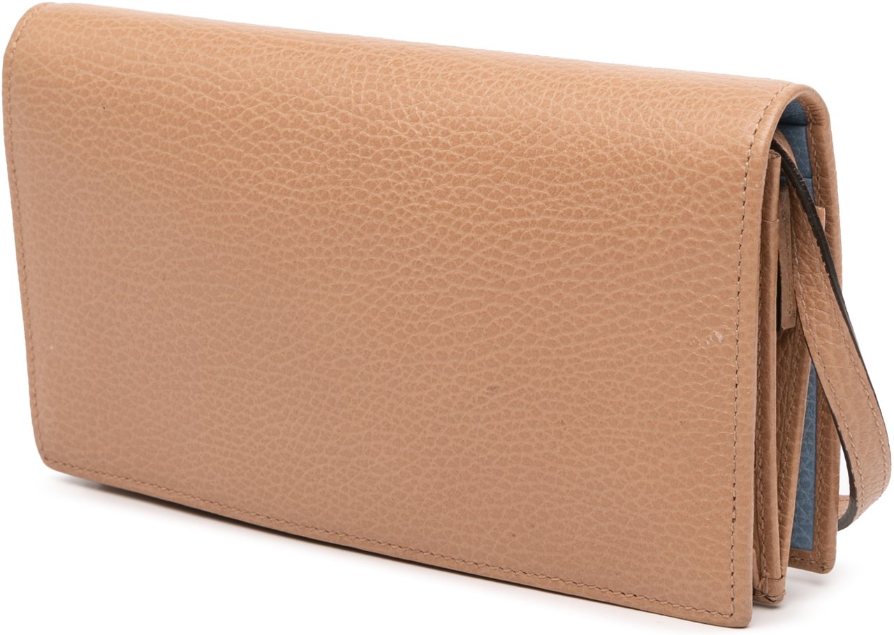 Gucci Dollar Calfskin Swing Wallet On Strap Bruin