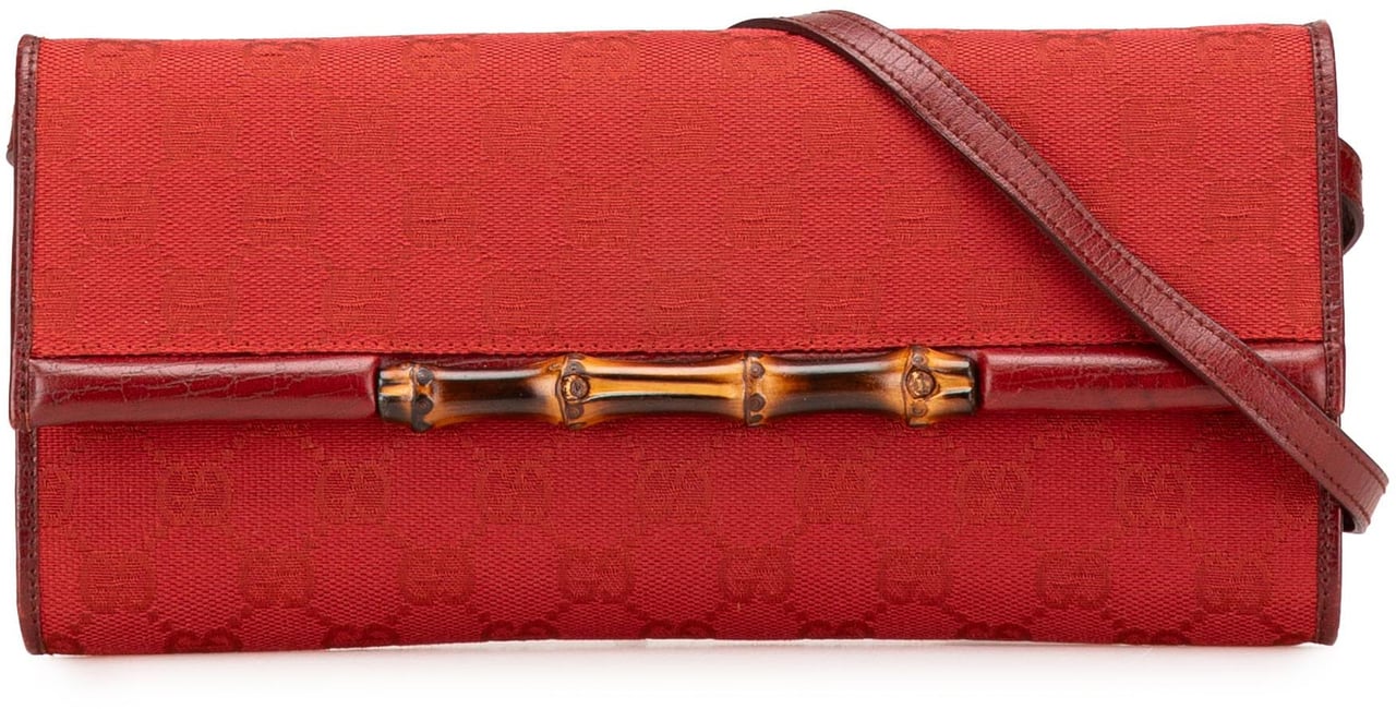 Gucci GG Canvas Bamboo Bar Crossbody Rood