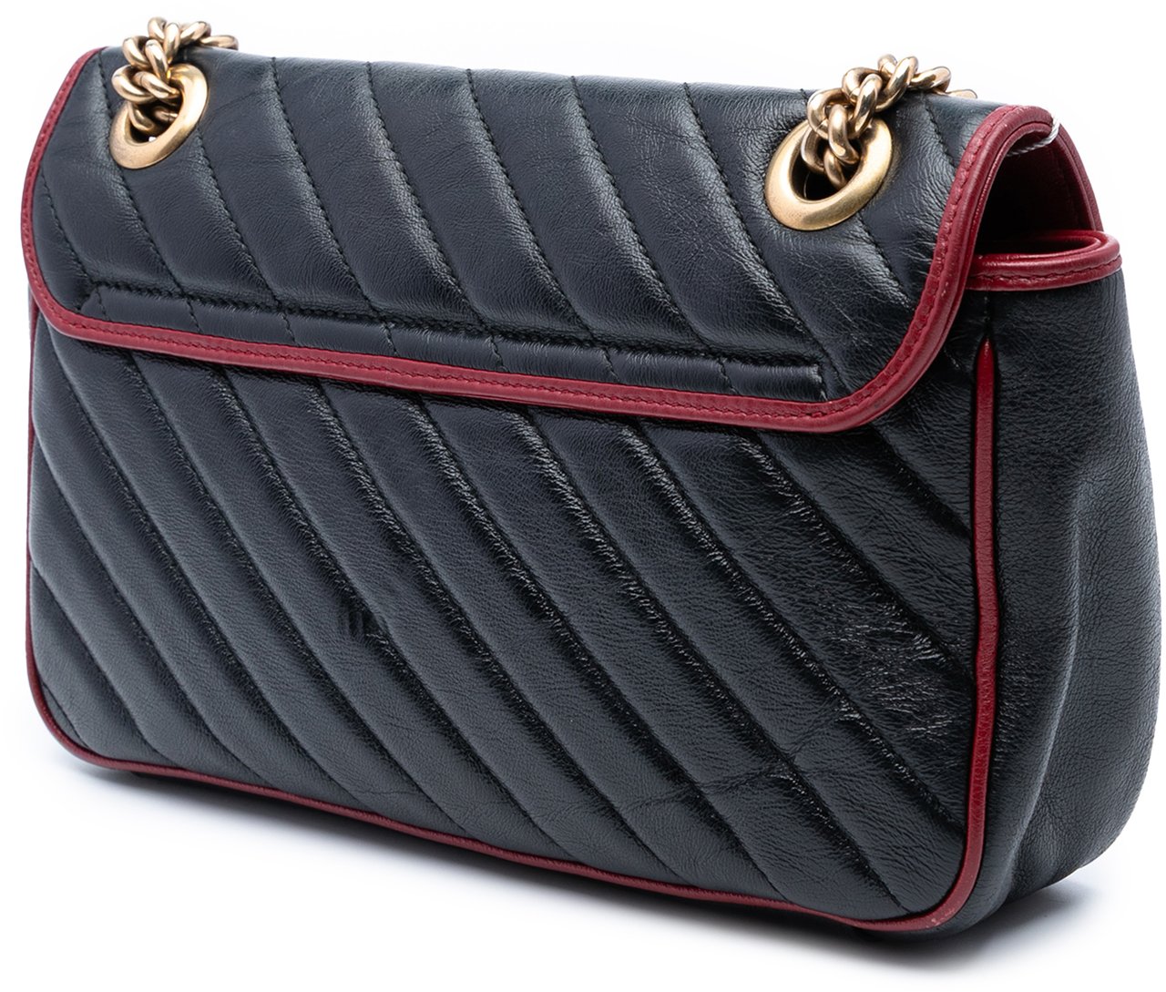 Gucci Medium GG Marmont Matelasse Diagonal Leather Torchon Shoulder Bag Zwart