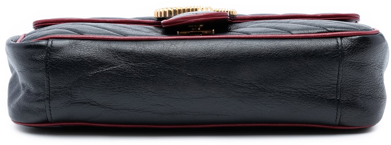 Gucci Medium GG Marmont Matelasse Diagonal Leather Torchon Shoulder Bag Zwart