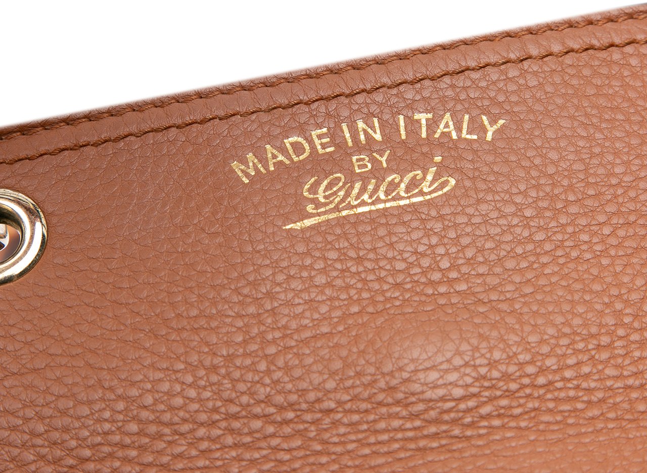 Gucci Medium Calfskin Bamboo Shopper Satchel Bruin