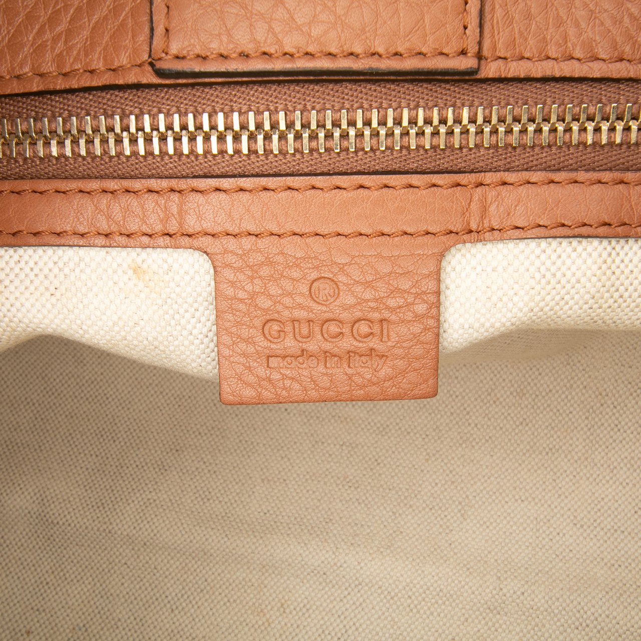 Gucci Medium Calfskin Bamboo Shopper Satchel Bruin