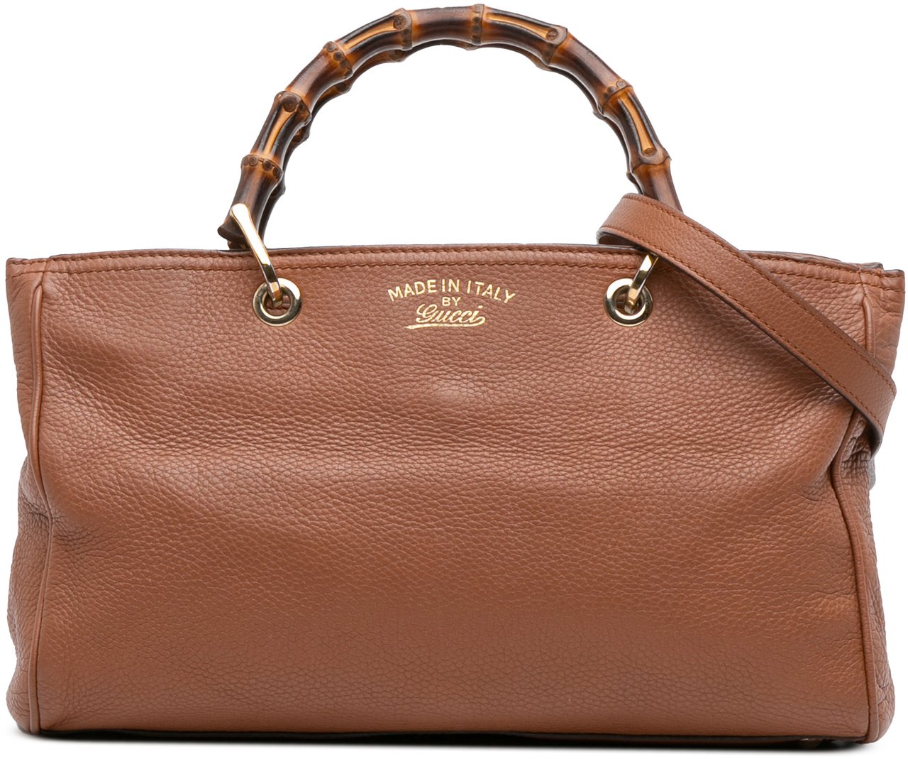 Gucci Medium Calfskin Bamboo Shopper Satchel Bruin