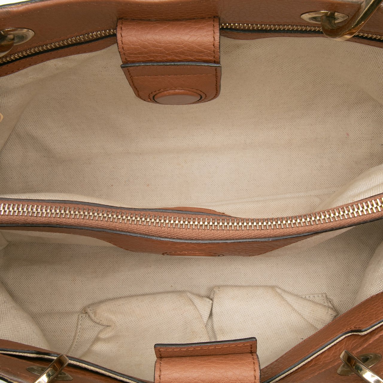 Gucci Medium Calfskin Bamboo Shopper Satchel Bruin