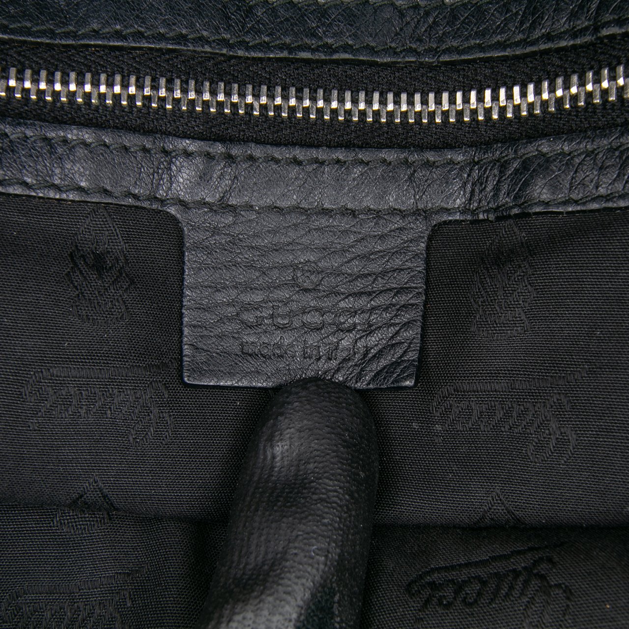 Gucci Large Pebbled Calfskin Bamboo Jungle Convertible Tote Zwart