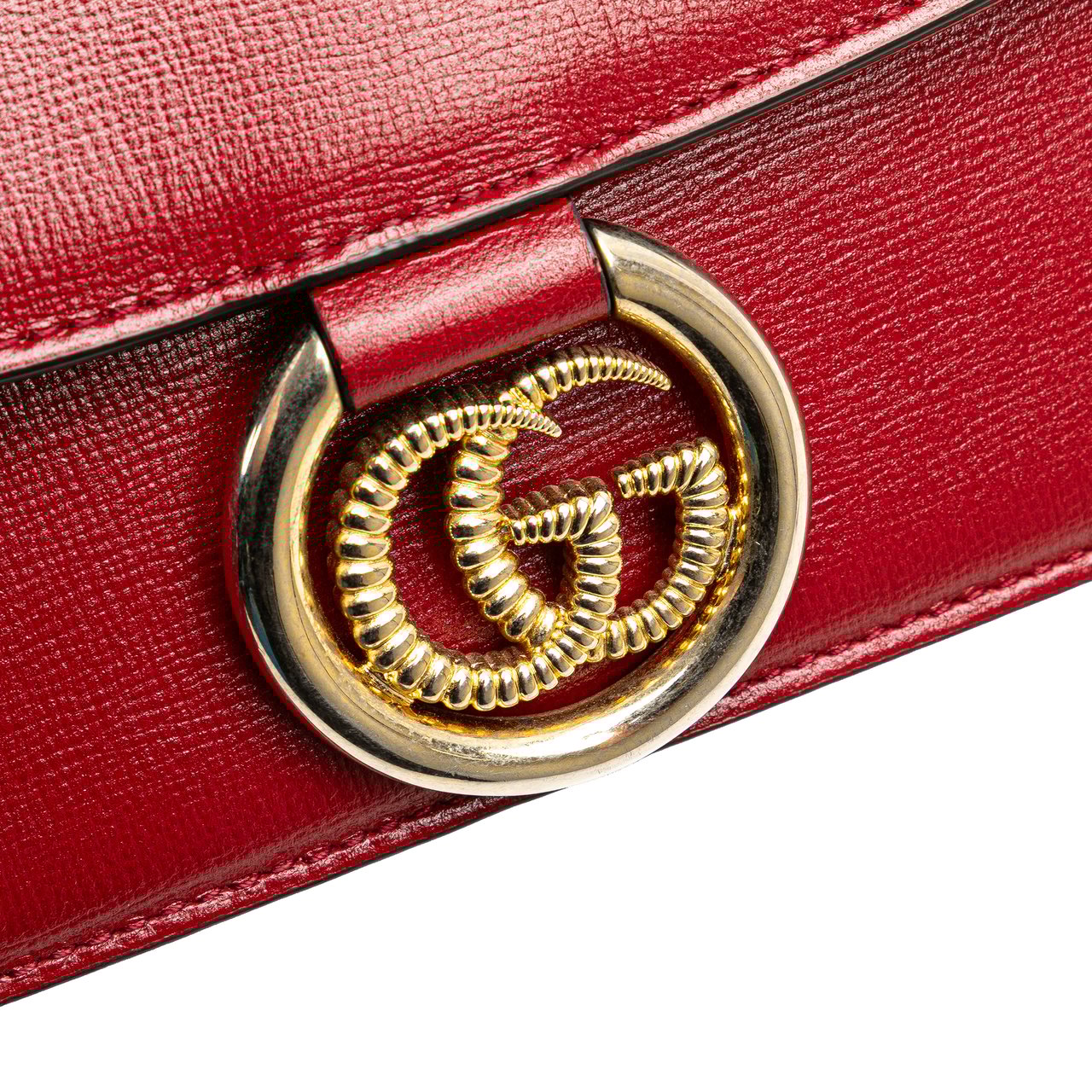 Gucci Small Textured Calfskin GG Ring  Torchon Crossbody Rood