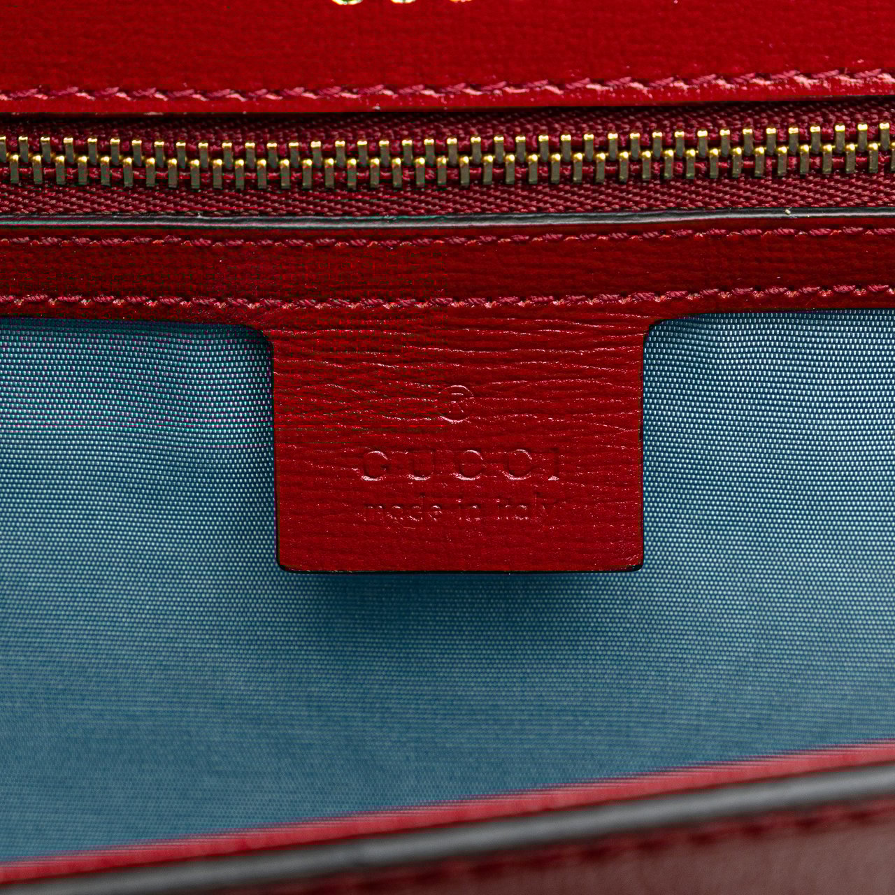 Gucci Small Textured Calfskin GG Ring  Torchon Crossbody Rood