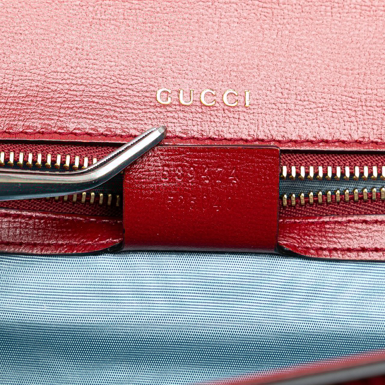 Gucci Small Textured Calfskin GG Ring  Torchon Crossbody Rood
