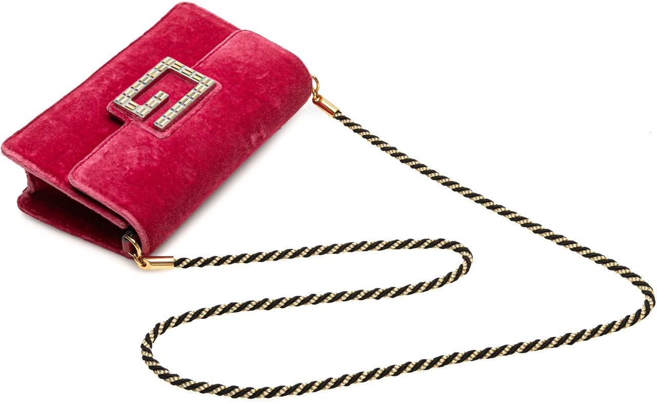 Gucci Crystal GG Velvet Broadway Crossbody Roze