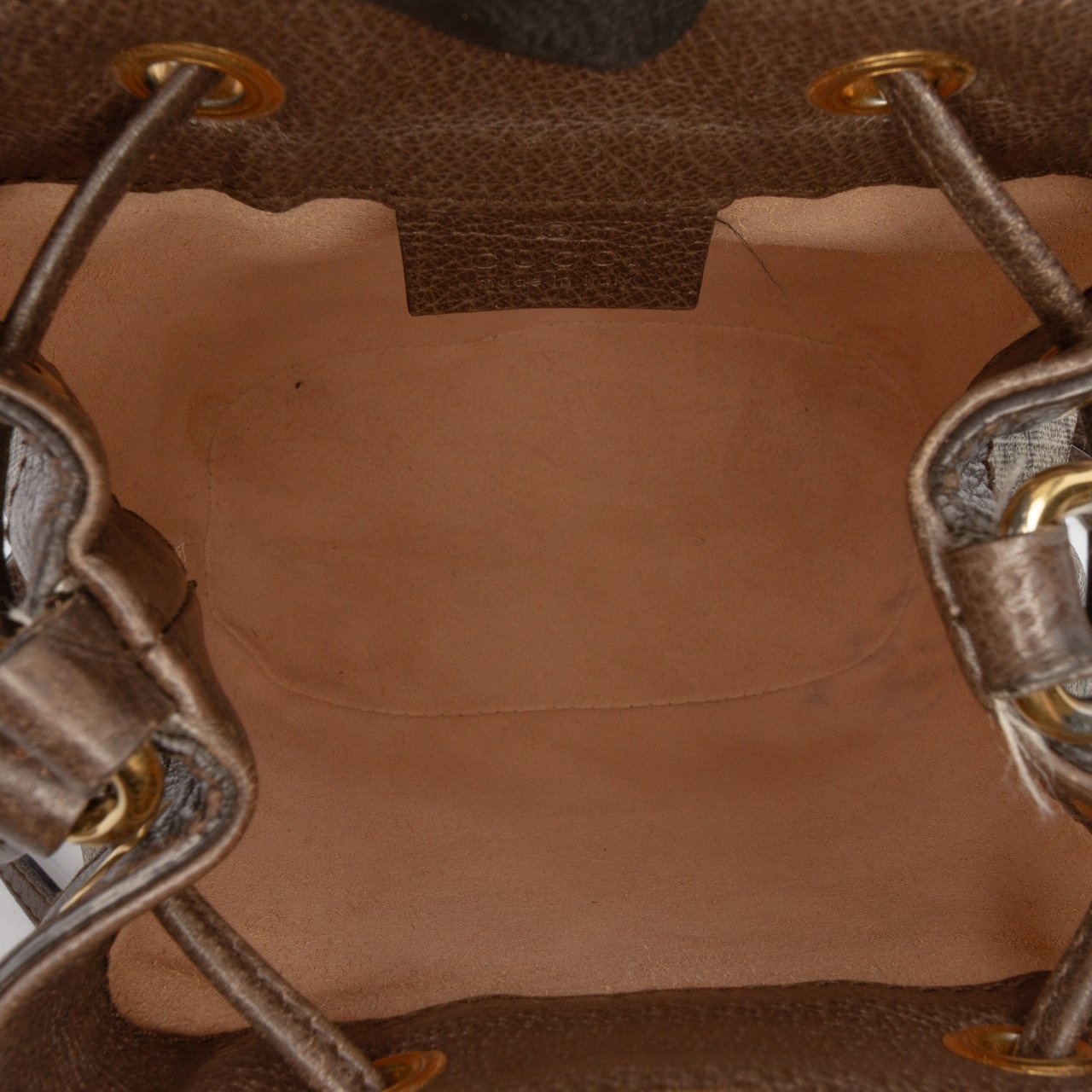 Gucci Mini GG Supreme Web Ophidia Bucket Bag Bruin