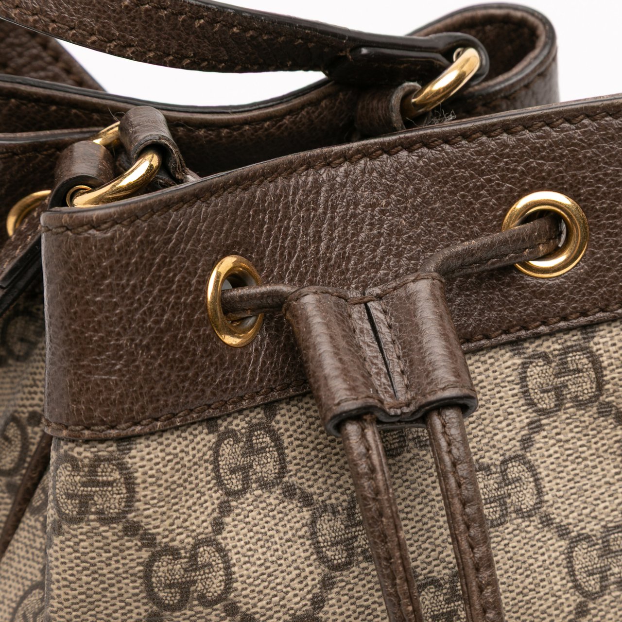 Gucci Mini GG Supreme Web Ophidia Bucket Bag Bruin