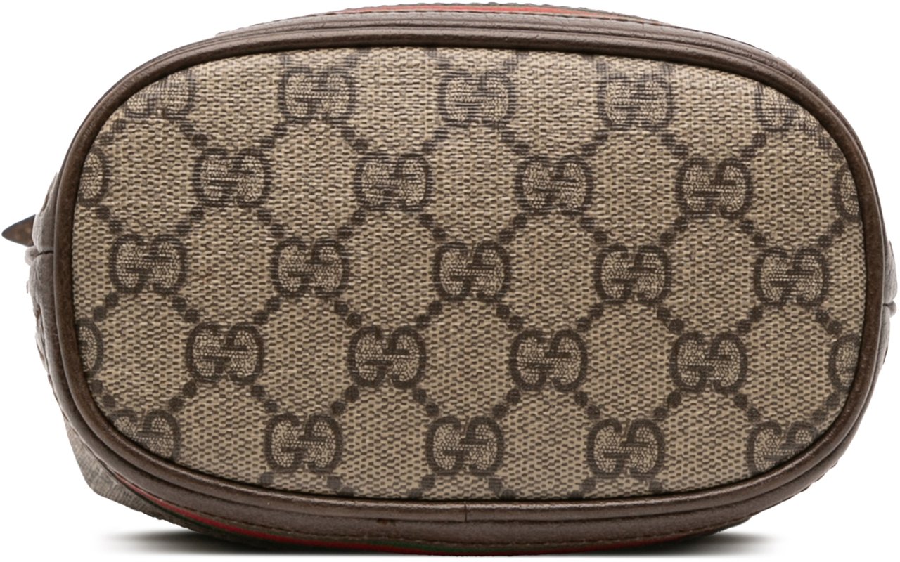 Gucci Mini GG Supreme Web Ophidia Bucket Bag Bruin