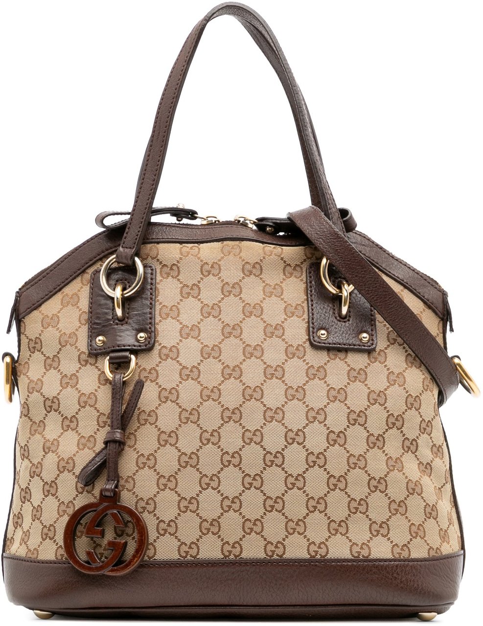 Gucci Medium GG Canvas Charm Dome Satchel Bruin